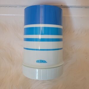 Vtg Retro Thermos Blue and White Insulated Container
